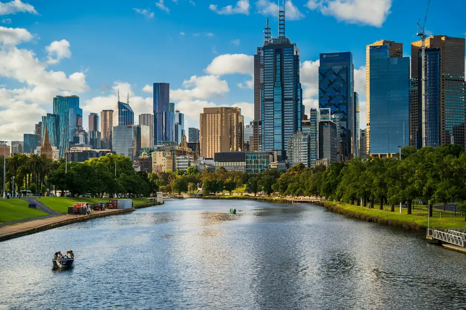 The Melbourne skyline over the Yarra River